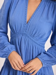 Mint Velvet Blue Cotton Mini Dress - Image 5 of 8