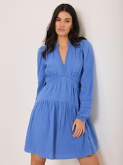 Mint Velvet Blue Cotton Mini Dress - Image 6 of 8