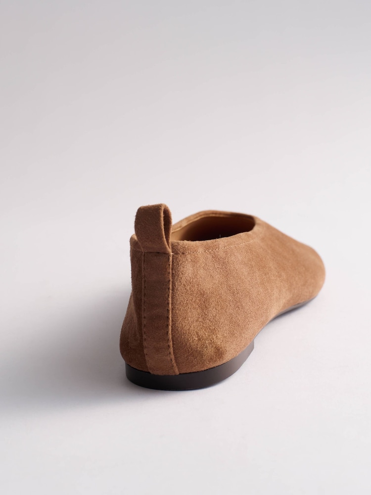 Jasnobrązowy - The Set Premium Leather Square Toe Ballet Shoes - Obraz 6 z 6