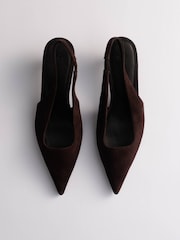 The Set Premium Suede Slingback Kitten Heels Chocolate Brown - Image 4 of 5