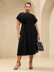 Lipsy Black Knot Side Midi Dress - Image 1 of 4