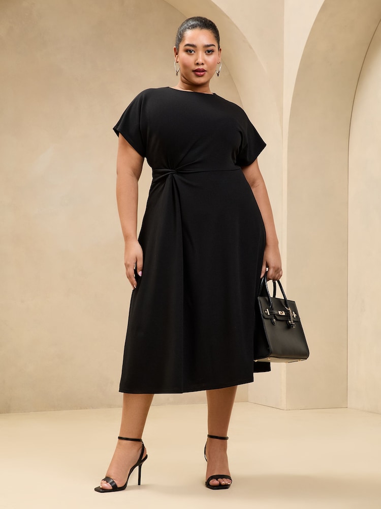 Lipsy Black Knot Side Midi Dress - Image 1 of 4