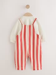 Red Baby Twill Dungarees and Bodysuit Set (0mths-2yrs) - Image 3 of 6