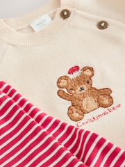 My First Christmas Embroidered Bear Knitted Jumper and Leggings Set (0mths-2yrs) - Image 7 of 10