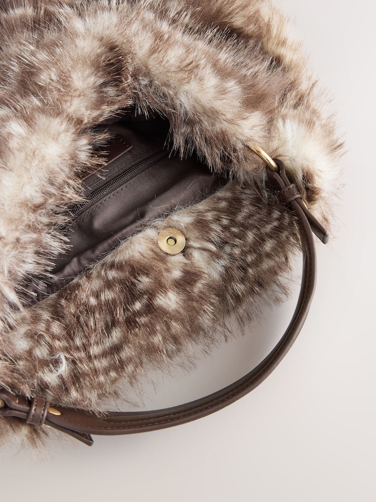 Animal Print Faux Fur Shoulder Bag - Image 2 of 5 Animal Print Faux Fur Shoulder Bag - Image 2 of 5