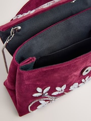 Burgundy Red Velvet Embellished Hand Held Bag - Image 5 of 5