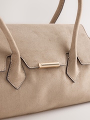 Camel Suedette Elongated Shoulder Bag - Image 4 of 5