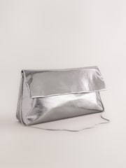 Silver Oversized Slouchy Clutch Bag - Image 1 of 5