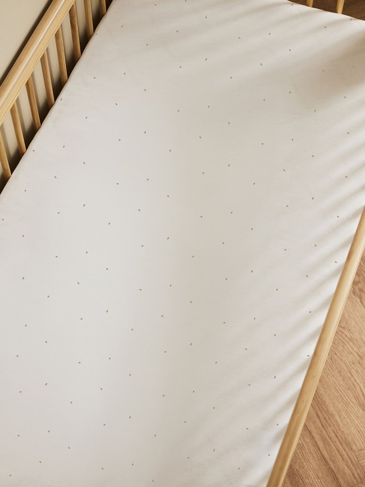 The Little Green Sheep 2 Pack White Rice Print Cot Bed Sheets - Image 1 of 2