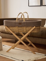 The Little Green Sheep Cocoa Wheat Knit Moses Basket & Mattress - Image 1 of 7