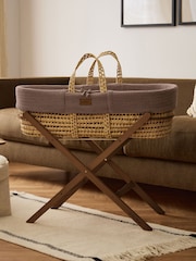 The Little Green Sheep Cocoa Wheat Knit Moses Basket & Mattress - Image 3 of 7