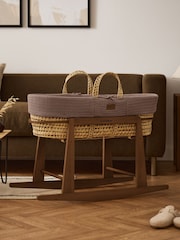 The Little Green Sheep Cocoa Wheat Knit Moses Basket & Mattress - Image 5 of 7