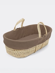 The Little Green Sheep Cocoa Wheat Knit Moses Basket & Mattress - Image 6 of 7