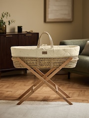 The Little Green Sheep Flowers Quilted Moses Basket & Mattress - Image 1 of 7