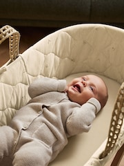 The Little Green Sheep Flowers Quilted Moses Basket & Mattress - Image 2 of 7