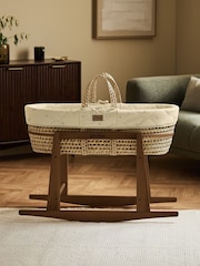 The Little Green Sheep Flowers Quilted Moses Basket & Mattress - Image 4 of 7