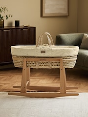 The Little Green Sheep Flowers Quilted Moses Basket & Mattress - Image 5 of 7