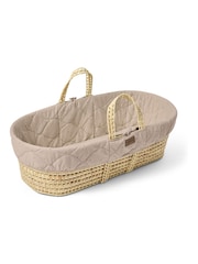 The Little Green Sheep Truffle Rice Print Quilted Moses Basket & Mattress - Image 6 of 7