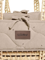 The Little Green Sheep Truffle Rice Print Quilted Moses Basket & Mattress - Image 7 of 7