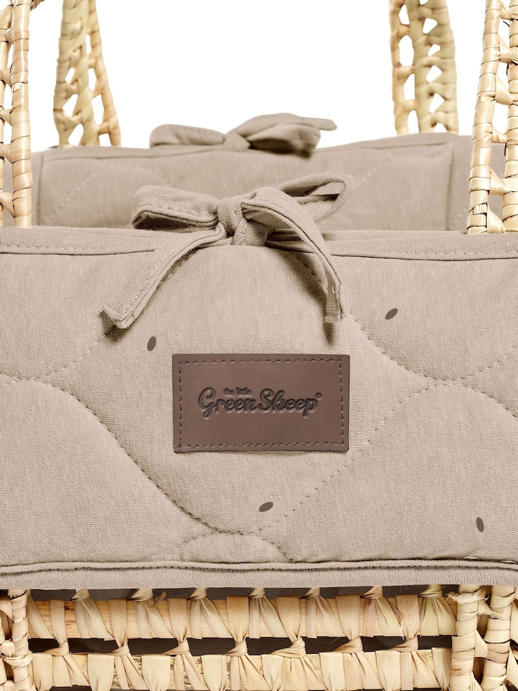 The Little Green Sheep Truffle Rice Print Quilted Moses Basket & Mattress - Image 7 of 7 The Little Green Sheep Truffle Rice Print Quilted Moses Basket & Mattress - Image 7 of 7