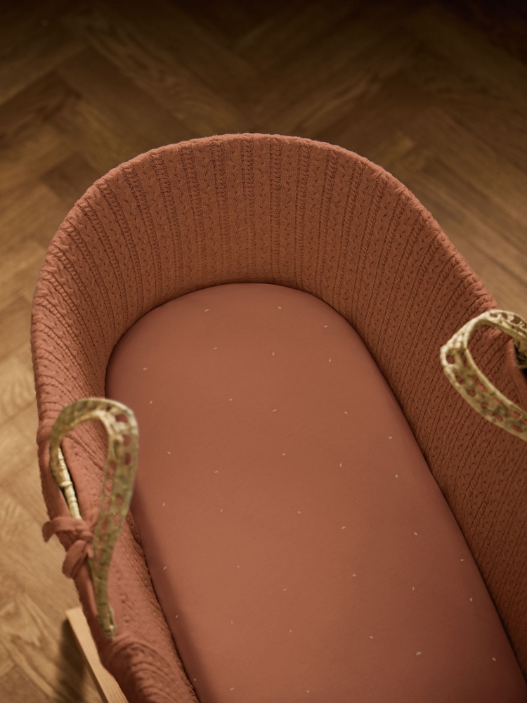 The Little Green Sheep 2 Pack Terracotta Rice Print Moses Basket Sheets - Image 1 of 4