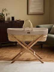The Little Green Sheep Truffle Muslin Moses Basket & Mattress - Image 1 of 7