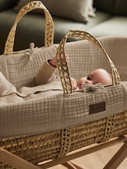 The Little Green Sheep Truffle Muslin Moses Basket & Mattress - Image 2 of 7