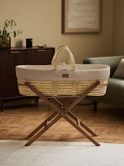 The Little Green Sheep Truffle Muslin Moses Basket & Mattress - Image 3 of 7