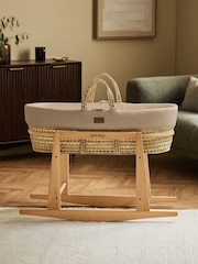 The Little Green Sheep Truffle Muslin Moses Basket & Mattress - Image 4 of 7