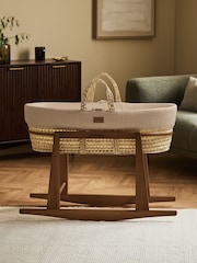 The Little Green Sheep Truffle Muslin Moses Basket & Mattress - Image 5 of 7