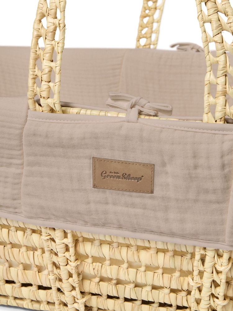 The Little Green Sheep Truffle Muslin Moses Basket & Mattress - Image 7 of 7 The Little Green Sheep Truffle Muslin Moses Basket & Mattress - Image 7 of 7
