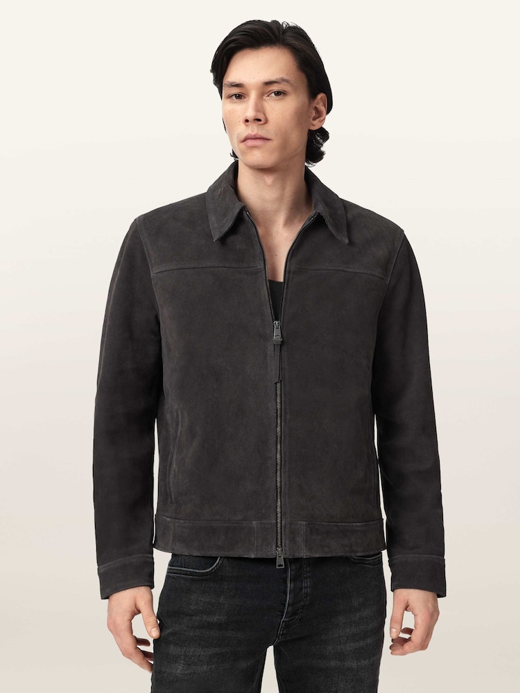 AllSaints Grey Rhone Jacket - Image 1 of 6