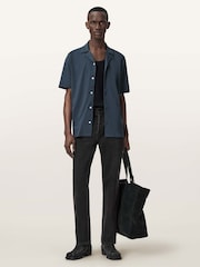 AllSaints Blue Hudson Short Sleeve Shirt - Image 5 of 6