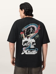 AllSaints Black Snakepit Short Sleeve Crew Neck T-Shirt - Image 4 of 7