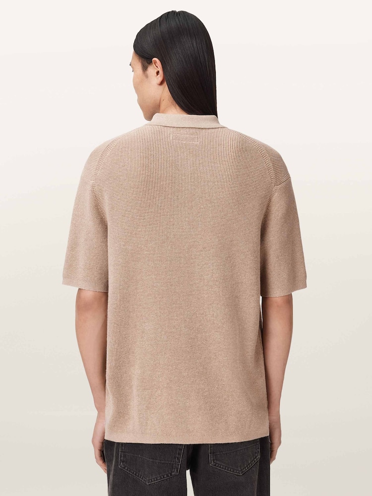 AllSaints Grey Aspen Short Sleeve Polo Shirt - Image 2 of 6