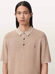 AllSaints Grey Aspen Short Sleeve Polo Shirt - Image 5 of 6