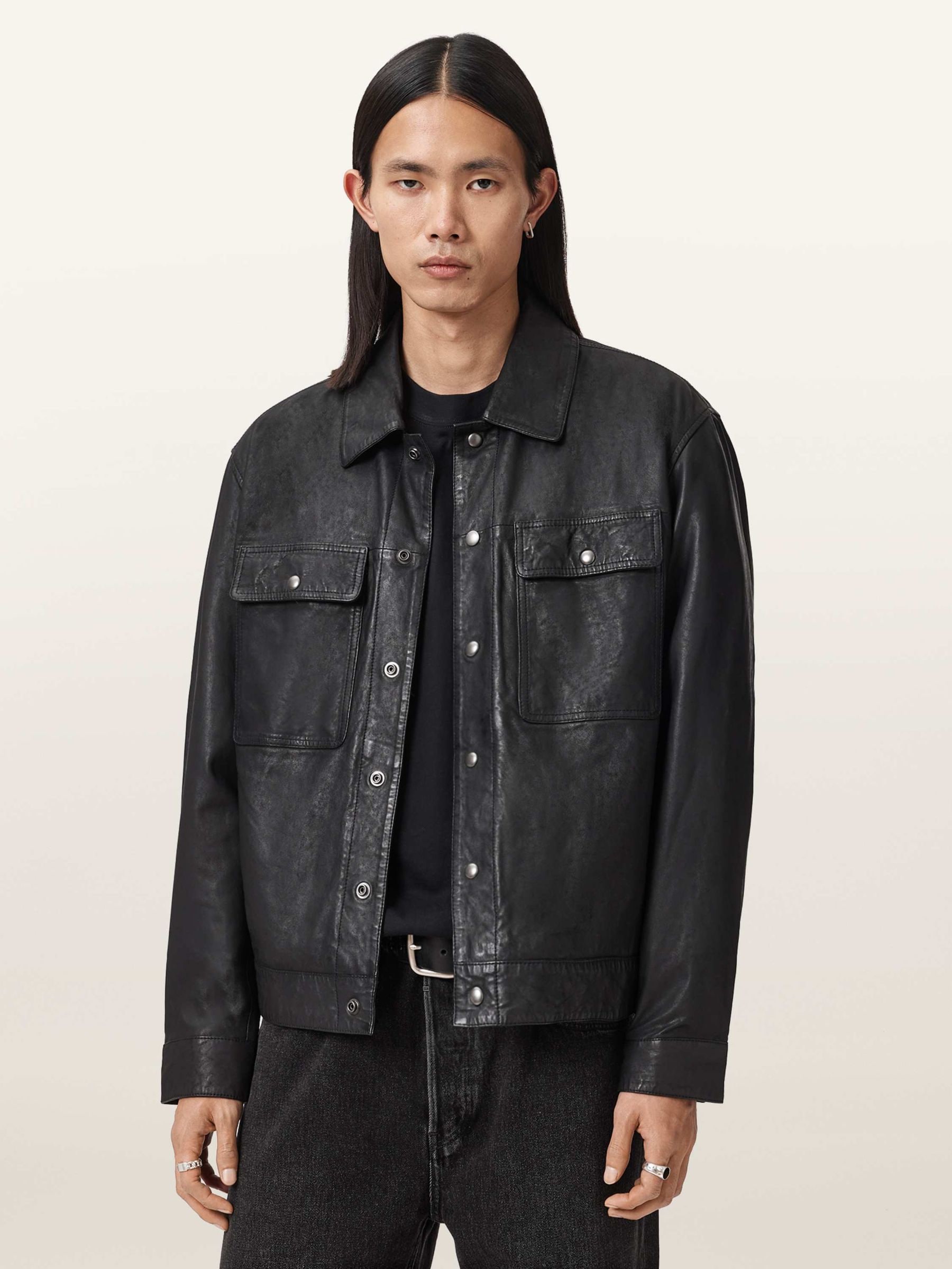 Buy AllSaints Black Shelton Leather Jacket from Next USA
