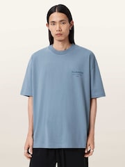 AllSaints Blue Xander Short Sleeve Crew Neck T-Shirt - Image 1 of 6