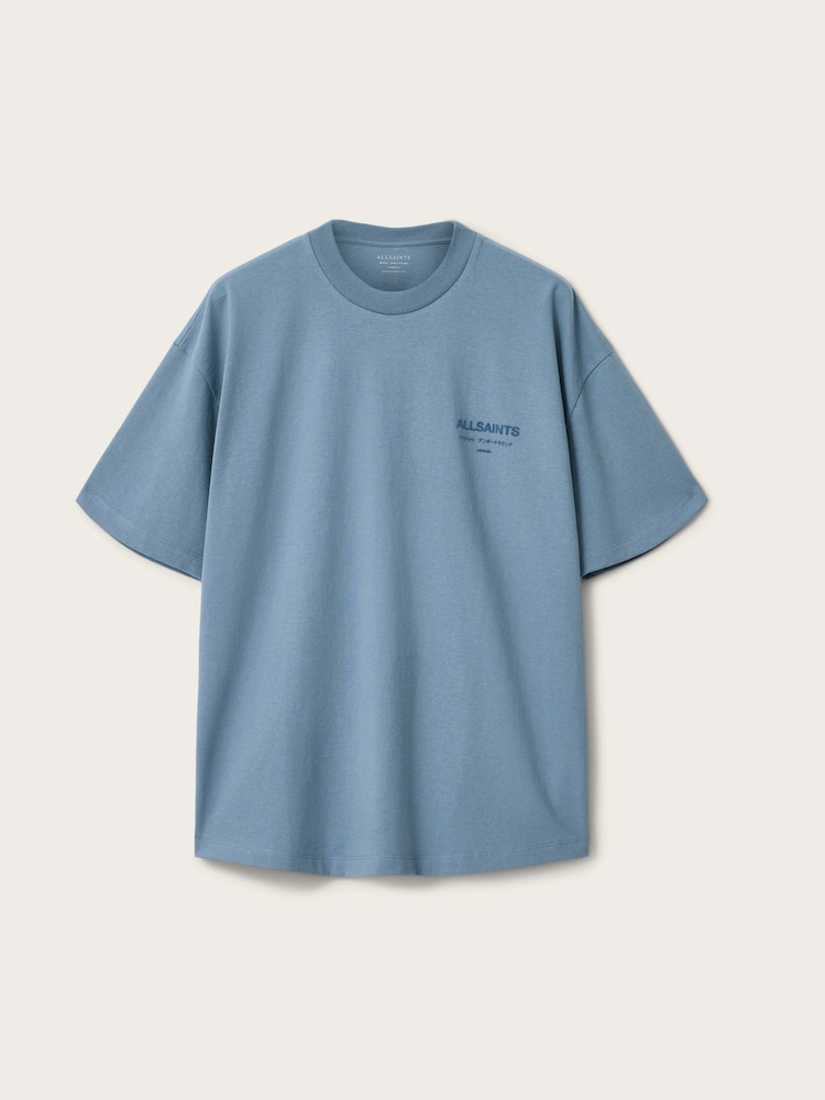 AllSaints Blue Xander Short Sleeve Crew Neck T-Shirt - Image 6 of 6