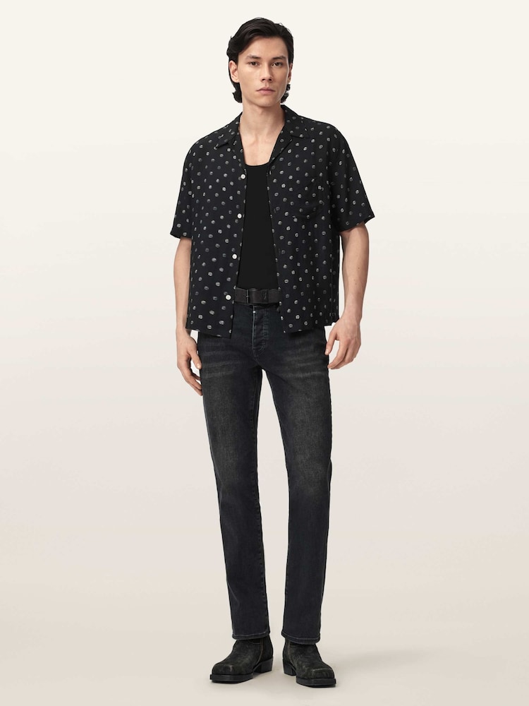 AllSaints Black Upton Short Sleeve Shirt - Image 2 of 6