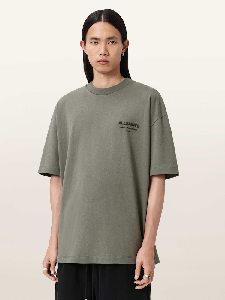 Allsaints חולצת טי עם צווארון עגול ושרוולים קצרים, דגם Xander - תמונה 1 מתוך 6