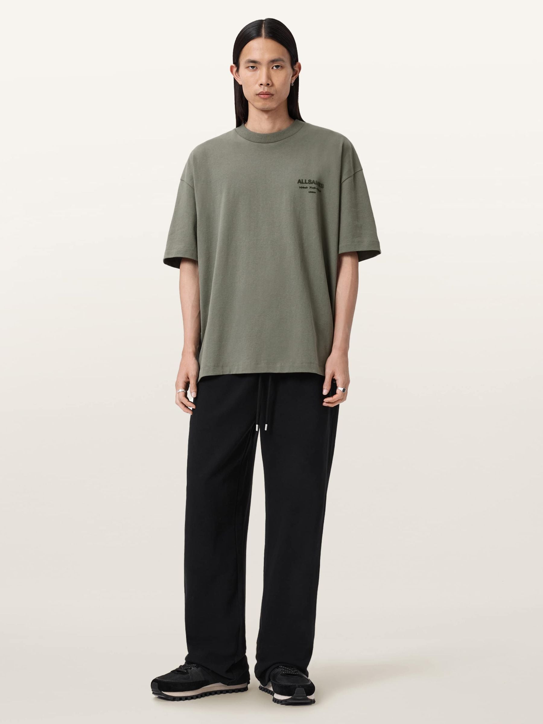 ジェントス Buy AllSaints Dark Green Xander Short Sleeve Crew T-Shirt from