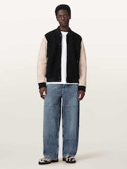 AllSaints Black Holloway Bomber Jacket - Image 3 of 7
