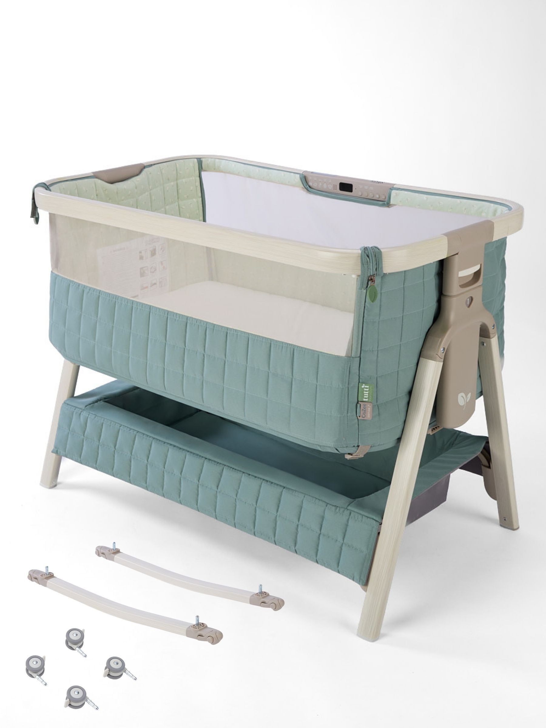 Tutti Bambini Unisex Newborn Whitewash Kelp Cozee Sense Bedside Crib
