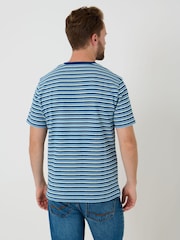 Saltwell Blue Stripe Textured Cotton Crew Neck T-Shirt - Image 2 of 5