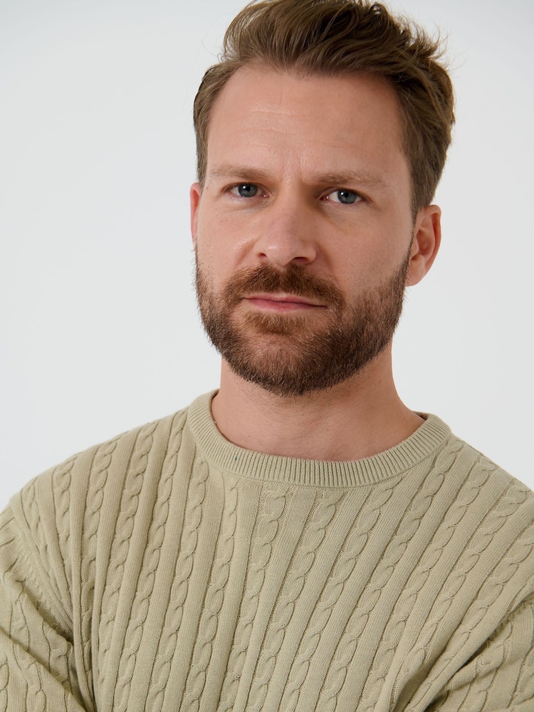 Saltwell Natural Cable Knit Crew Neck T-Shirt - Image 1 of 6