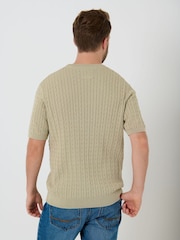 Saltwell Natural Cable Knit Crew Neck T-Shirt - Image 3 of 6
