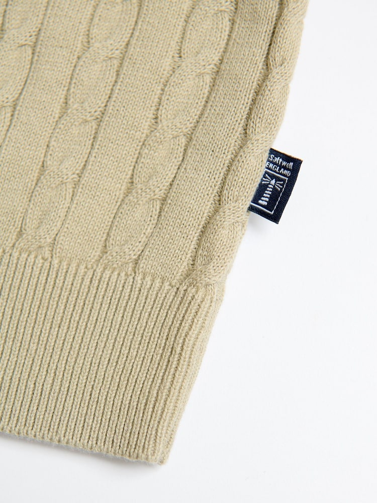 Saltwell Natural Cable Knit Crew Neck T-Shirt - Image 6 of 6