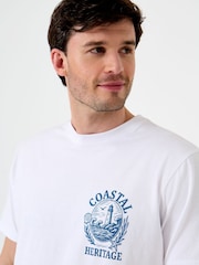 Saltwell White Coastal Heritage Print Cotton T-Shirt - Image 4 of 6