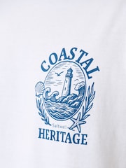 Saltwell White Coastal Heritage Print Cotton T-Shirt - Image 5 of 6